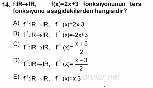 Genel Matematik 2013 - 2014 Ara Sınavı 14.Soru