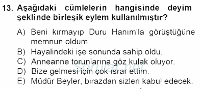 Türkçe Biçim Bilgisi 2014 - 2015 Dönem Sonu Sınavı 13.Soru