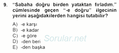 Türkçe Biçim Bilgisi 2014 - 2015 Dönem Sonu Sınavı 9.Soru