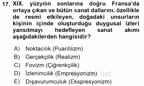 Görsel Kültür 2016 - 2017 Ara Sınavı 17.Soru