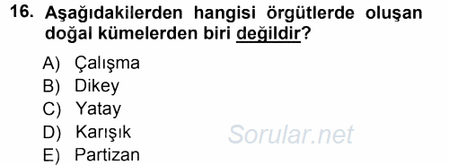 Yönetici Asistanlığı 2012 - 2013 Ara Sınavı 16.Soru