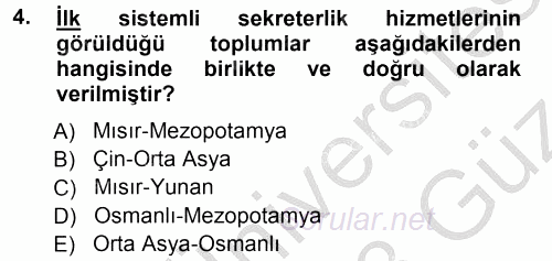 Yönetici Asistanlığı 2012 - 2013 Ara Sınavı 4.Soru