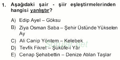 Yeni Türk Edebiyatına Giriş 2 2013 - 2014 Ara Sınavı 1.Soru