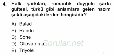 Yeni Türk Edebiyatına Giriş 2 2013 - 2014 Ara Sınavı 4.Soru