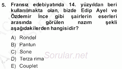 Yeni Türk Edebiyatına Giriş 2 2013 - 2014 Ara Sınavı 5.Soru