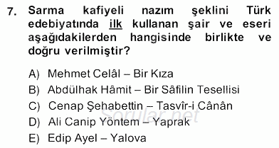 Yeni Türk Edebiyatına Giriş 2 2013 - 2014 Ara Sınavı 7.Soru