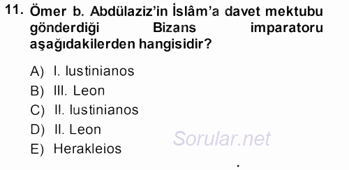 Bizans Tarihi 2014 - 2015 Ara Sınavı 11.Soru