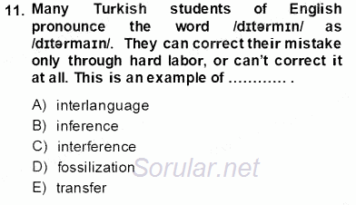 Dilbilim 2 2013 - 2014 Tek Ders Sınavı 11.Soru