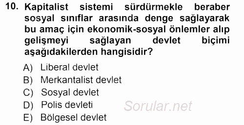 Sosyal Hizmete Giriş 2012 - 2013 Dönem Sonu Sınavı 10.Soru