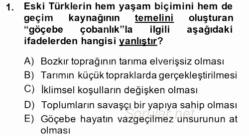 Türk İdare Tarihi 2013 - 2014 Dönem Sonu Sınavı 1.Soru