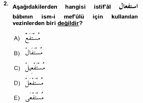 Osmanlı Türkçesi 2 2015 - 2016 Dönem Sonu Sınavı 2.Soru