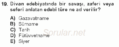 XVIII. Yüzyıl Türk Edebiyatı 2012 - 2013 Tek Ders Sınavı 19.Soru