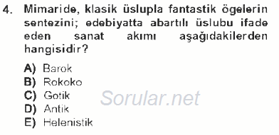 XVIII. Yüzyıl Türk Edebiyatı 2012 - 2013 Tek Ders Sınavı 4.Soru