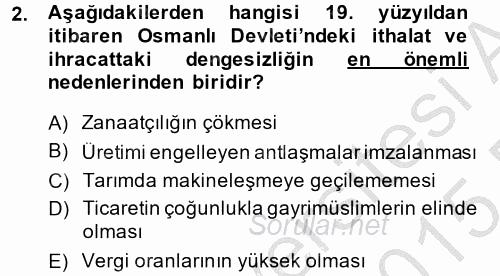 Atatürk İlkeleri Ve İnkılap Tarihi 2 2014 - 2015 Dönem Sonu Sınavı 2.Soru