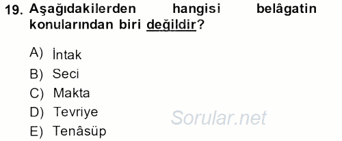 Türk İslam Edebiyatı 2013 - 2014 Ara Sınavı 19.Soru