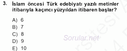 Türk İslam Edebiyatı 2013 - 2014 Ara Sınavı 3.Soru