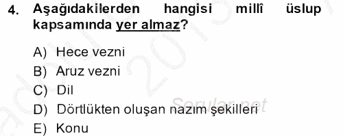 Türk İslam Edebiyatı 2013 - 2014 Ara Sınavı 4.Soru