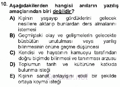 Cumhuriyet Dönemi Türk Nesri 2012 - 2013 Dönem Sonu Sınavı 10.Soru
