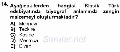 Cumhuriyet Dönemi Türk Nesri 2012 - 2013 Dönem Sonu Sınavı 14.Soru