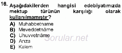 Cumhuriyet Dönemi Türk Nesri 2012 - 2013 Dönem Sonu Sınavı 16.Soru