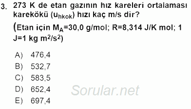 Genel Kimya 2 2015 - 2016 Ara Sınavı 3.Soru