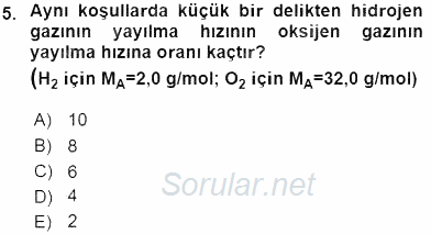 Genel Kimya 2 2015 - 2016 Ara Sınavı 5.Soru