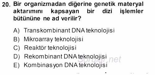 Temel Veteriner Genetik 2013 - 2014 Tek Ders Sınavı 20.Soru