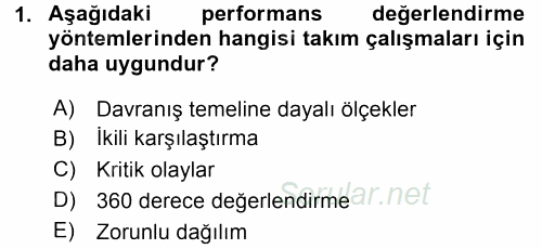 Performans ve Kariyer Yönetimi 2015 - 2016 Dönem Sonu Sınavı 1.Soru