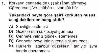 XVII. Yüzyıl Türk Edebiyatı 2012 - 2013 Ara Sınavı 1.Soru