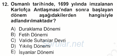 XVII. Yüzyıl Türk Edebiyatı 2012 - 2013 Ara Sınavı 12.Soru