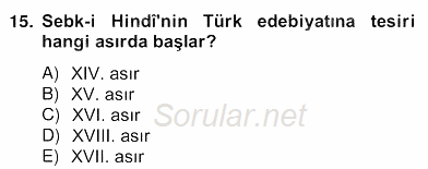 XVII. Yüzyıl Türk Edebiyatı 2012 - 2013 Ara Sınavı 15.Soru