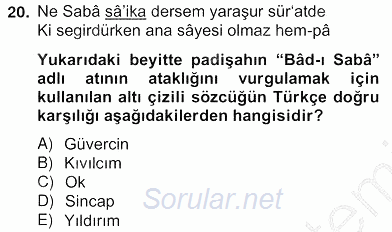 XVII. Yüzyıl Türk Edebiyatı 2012 - 2013 Ara Sınavı 20.Soru