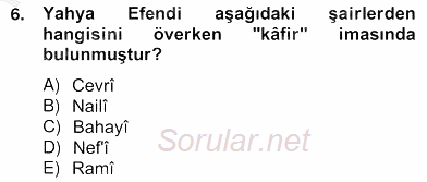 XVII. Yüzyıl Türk Edebiyatı 2012 - 2013 Ara Sınavı 6.Soru