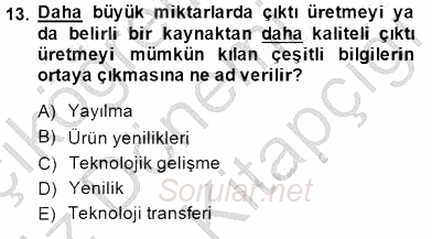 İktisadi Kalkınma 2014 - 2015 Dönem Sonu Sınavı 13.Soru