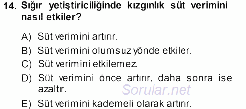 Temel Zootekni 2013 - 2014 Ara Sınavı 14.Soru