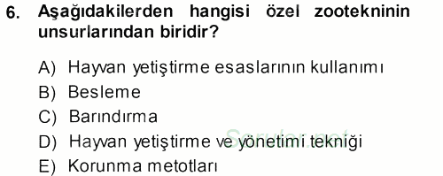Temel Zootekni 2013 - 2014 Ara Sınavı 6.Soru