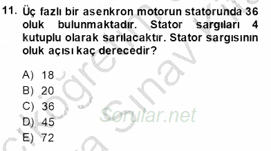 Elektrik Makinaları 2013 - 2014 Ara Sınavı 11.Soru