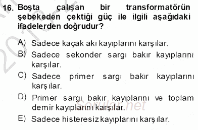 Elektrik Makinaları 2013 - 2014 Ara Sınavı 16.Soru