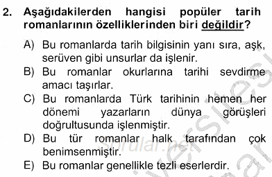 Çağdaş Türk Romanı 2012 - 2013 Ara Sınavı 2.Soru