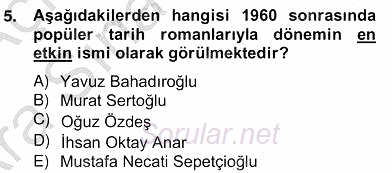 Çağdaş Türk Romanı 2012 - 2013 Ara Sınavı 5.Soru