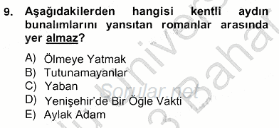 Çağdaş Türk Romanı 2012 - 2013 Ara Sınavı 9.Soru