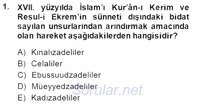 XVII. Yüzyıl Türk Edebiyatı 2014 - 2015 Dönem Sonu Sınavı 1.Soru