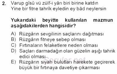XVII. Yüzyıl Türk Edebiyatı 2014 - 2015 Dönem Sonu Sınavı 2.Soru
