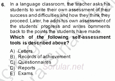 Özel Öğretim Yöntemleri 2013 - 2014 Ara Sınavı 6.Soru