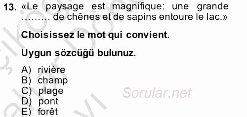 Fransızca 2 2014 - 2015 Ara Sınavı 13.Soru