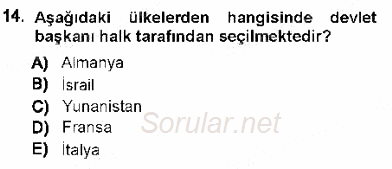 Türk Anayasa Hukuku 2012 - 2013 Dönem Sonu Sınavı 14.Soru