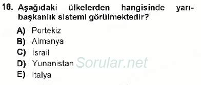 Türk Anayasa Hukuku 2012 - 2013 Dönem Sonu Sınavı 16.Soru