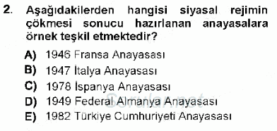 Türk Anayasa Hukuku 2012 - 2013 Dönem Sonu Sınavı 2.Soru
