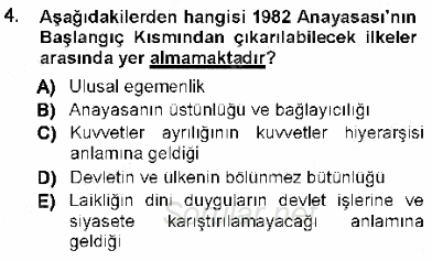 Türk Anayasa Hukuku 2012 - 2013 Dönem Sonu Sınavı 4.Soru