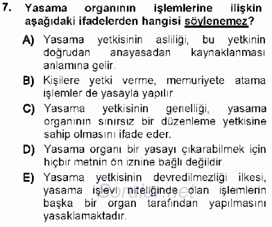 Türk Anayasa Hukuku 2012 - 2013 Dönem Sonu Sınavı 7.Soru